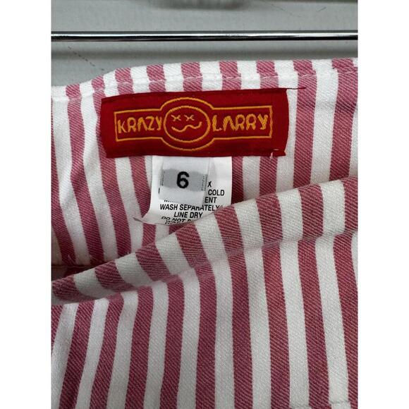 Krazy Larry Pink White stripe Sz 6 Stretch pants Preppy Chic Resort Coastal - Picture 2 of 4